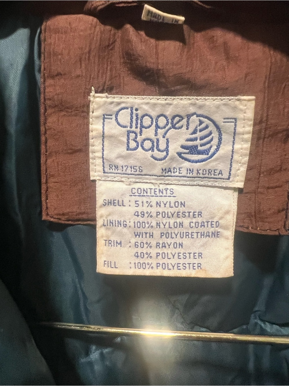 Vtg Clipper Bay Ski Puffer Coat Black/Brown/Teal Baroque Floral Chevron Size M - Picture 2 of 3